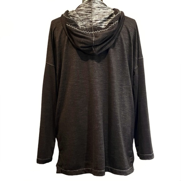 Max Studio French Terry Hooded full zip sweater brown and white women’s Small - Picture 2 of 9